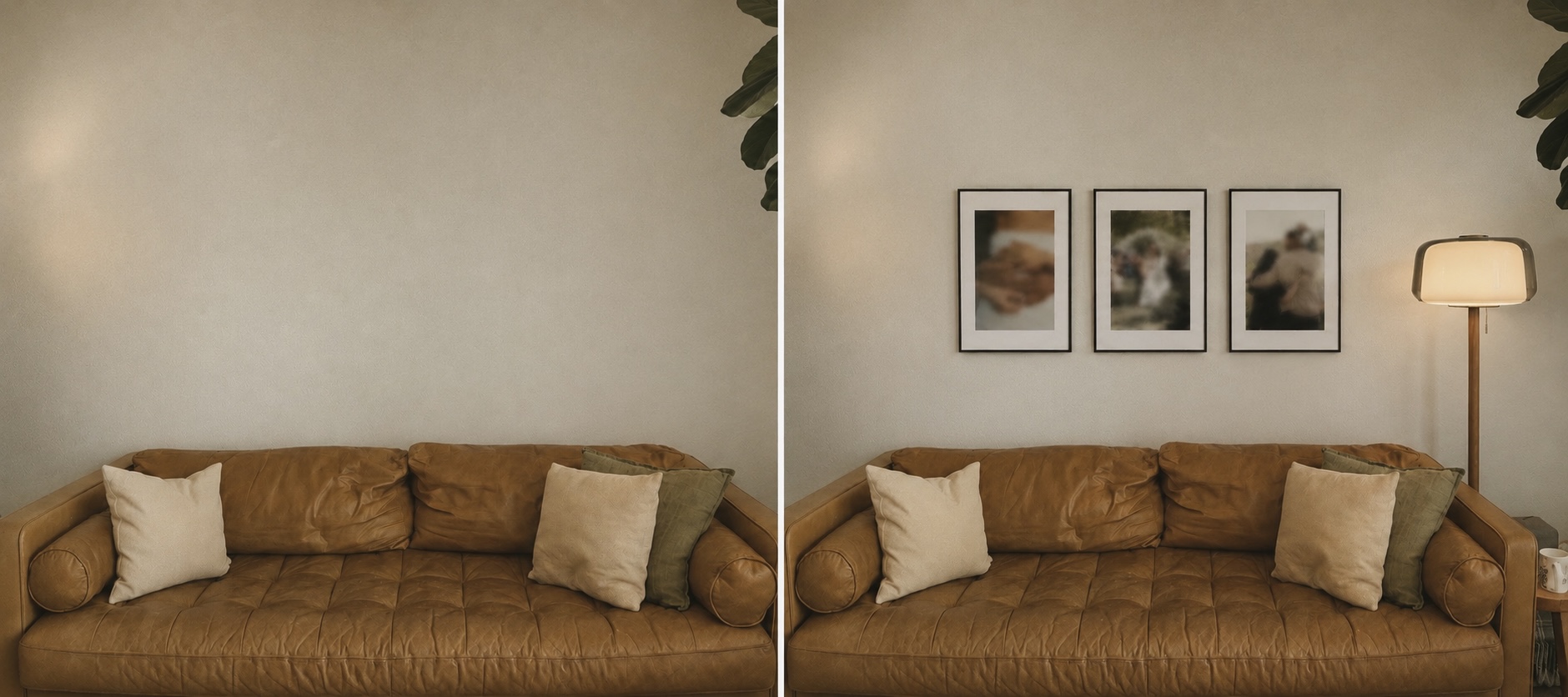 Gallery wall installation — before and after